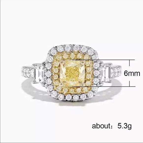 New Square Shape 925 Silver Citrine Ring - Picture 6 of 6